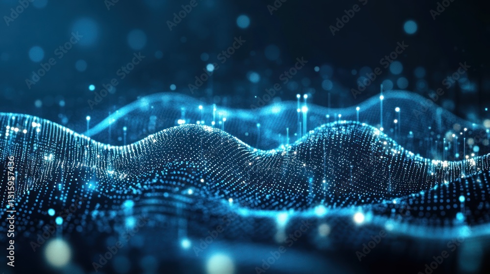 Aufkleber abstract digital waveform: blue data stream visualization