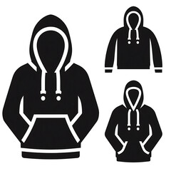 hoodie icon of silhouette black shape isolated on white background