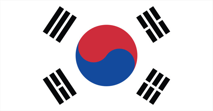 South Korea flag. Vector illustration isolated on white background , National flag of South Korea