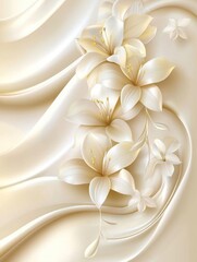 Elegant White Floral Design: Lilies, Silk, and Golden Accents