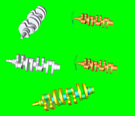 Finite Element Analysis, crankshaft technical drawing, illustration, mechanical part engine motor,...