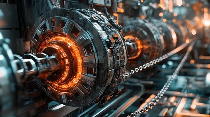 Fototapeta premium Detailed View of Industrial Machinery with Gears and Mechanical Components