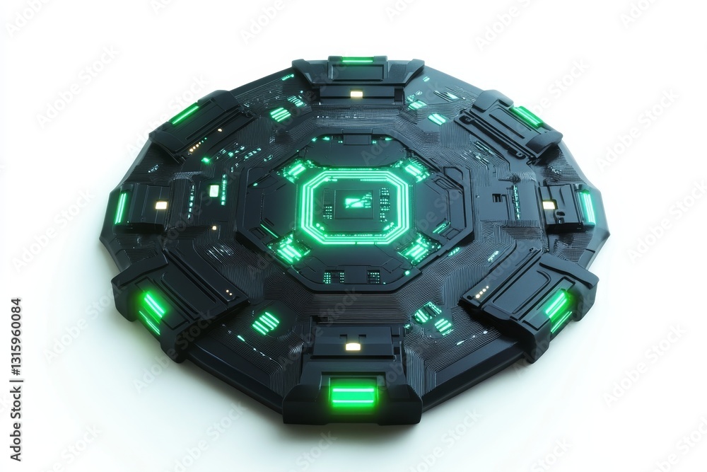 Poster this image features a futuristic circuit board design, showcasing intricate patterns with bright neo
