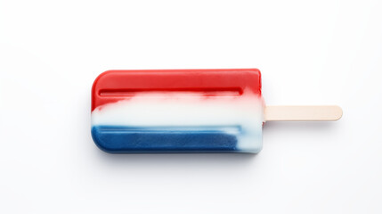 Red White and Blue Popsicle on White Background