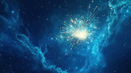 Stunning Explosion of Light in Cosmic Deep Space with Stars