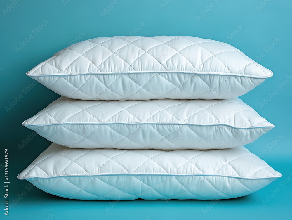 Aufkleber soft and plush three pillows arranged neatly on a surface with ample copy space for design or text e
