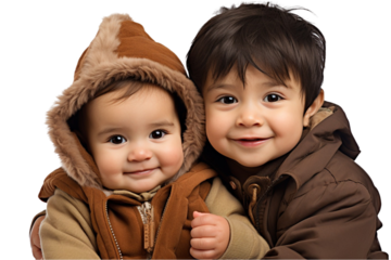 Siblings Hugging - Family Bond Captured Isolated on Transparent Background