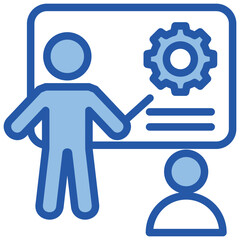 Training Skill Blue White Icon