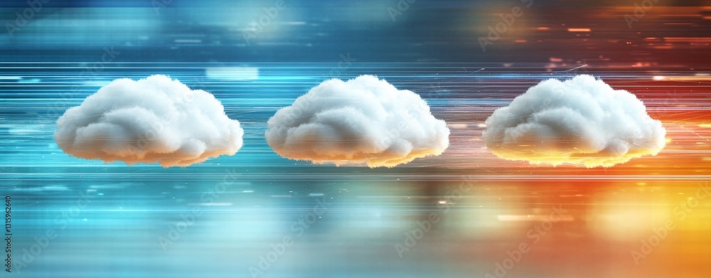 Poster an abstract background filled with colorful clouds and dynamic light effects, symbolizing innovation