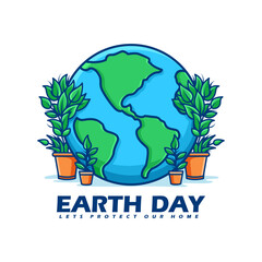 Green and Healthy Earth Illustration. Celebrate Earth Day with Love of Nature
