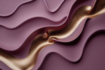 Fototapeta premium Elegant Mauve Background with Shimmering Bronze Lines Three Dimensional Abstract Design