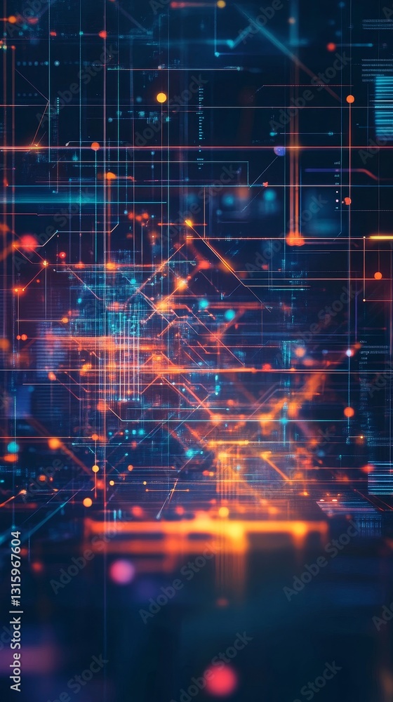 Poster vibrant abstract digital background showcasing futuristic technology elements. the design features g