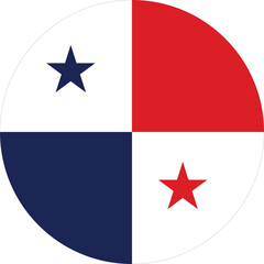 National flag of Panama , Round flag , vector flat design and digital illustration with isolated background