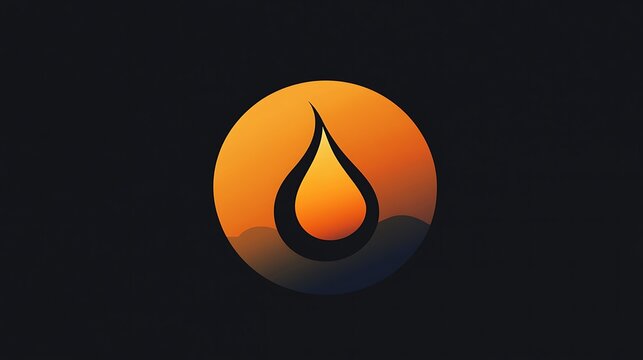 Abstract sunset orange drop logo design in a circle.