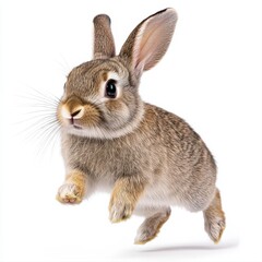 Obraz premium Energetic rabbit running swiftly across the ground capturing the essence of nature's wonder and playfulness
