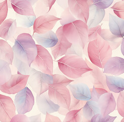 Soft Petal Symphony: A seamless, artistic, and beautiful composition of delicate petals, forming a repeating floral pattern, painted in muted shades of pinks and lilacs.