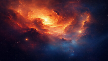 Obraz premium Stunning Cosmic Nebula with Fiery Glow – Space Photography