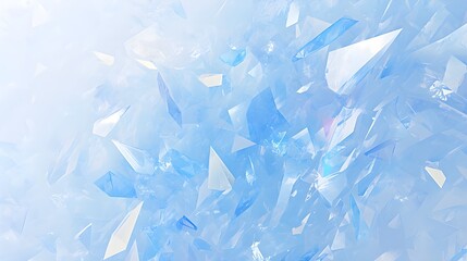 Obraz premium A collection of blue and white crystal-like shapes, translucent and reflective, forming a visually appealing and abstract pattern.