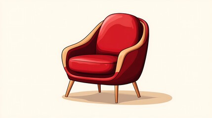 Fototapeta premium Vibrant Red Armchair: A Digital Illustration of Modern Furniture Design AI Generated