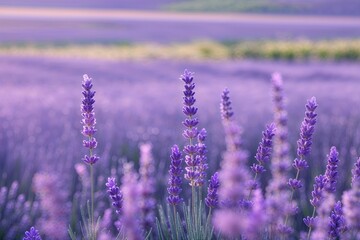 Obraz premium Serene Lavender Gradient Over Tranquil Open Field