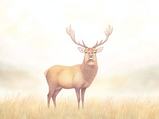 Fototapeta premium Majestic Deer in a Golden Meadow