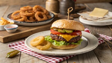 burger with fries