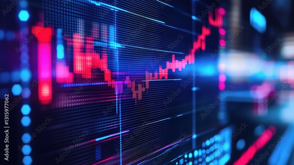 Poster vibrant stock market indicator chart with dynamic data visualization