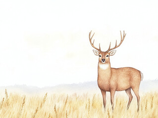 Majestic Deer in a Golden Field
