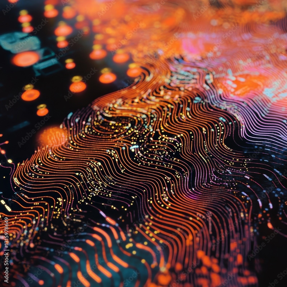 Poster a mesmerizing abstract design featuring colorful wave patterns and glowing effects. ideal for projec