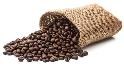 Organic coffee beans in burlap pictures