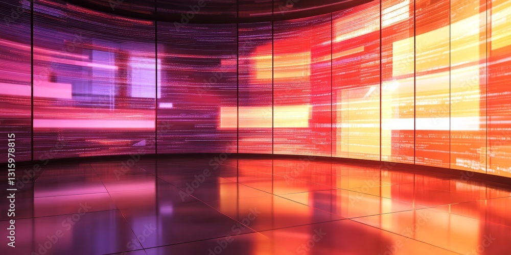 Poster a vibrant abstract conceptual backdrop featuring dynamic light patterns in warm hues. ideal for digi