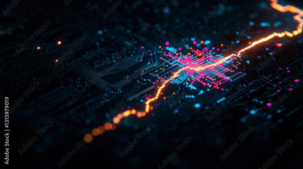 Poster glowing circuit board ai technology digital network abstract background
