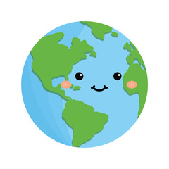 Cute Earth Icon Single Illustration Colorful and Cheerful Theme