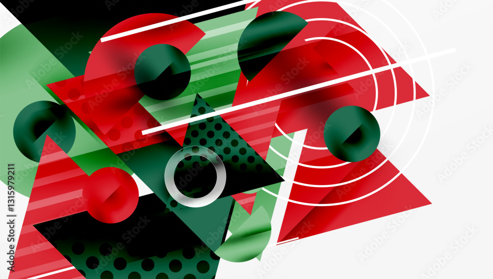 Poster Modern geometric background - overlapping triangles with smooth gradients and semi-transparency