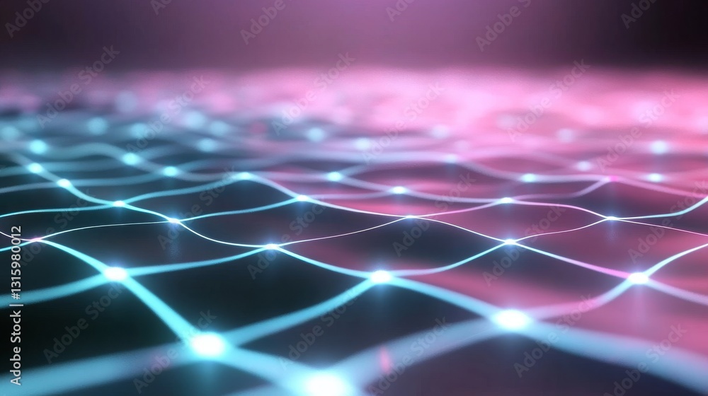Wall mural abstract network of glowing points and lines