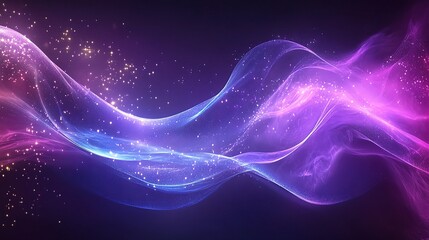 Abstract Digital Waves in Purple and Blue Backdrop for Technology