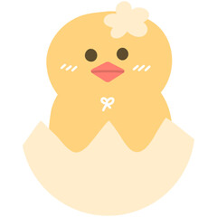Cute chicken in egg shell, Cartoon hand drawing