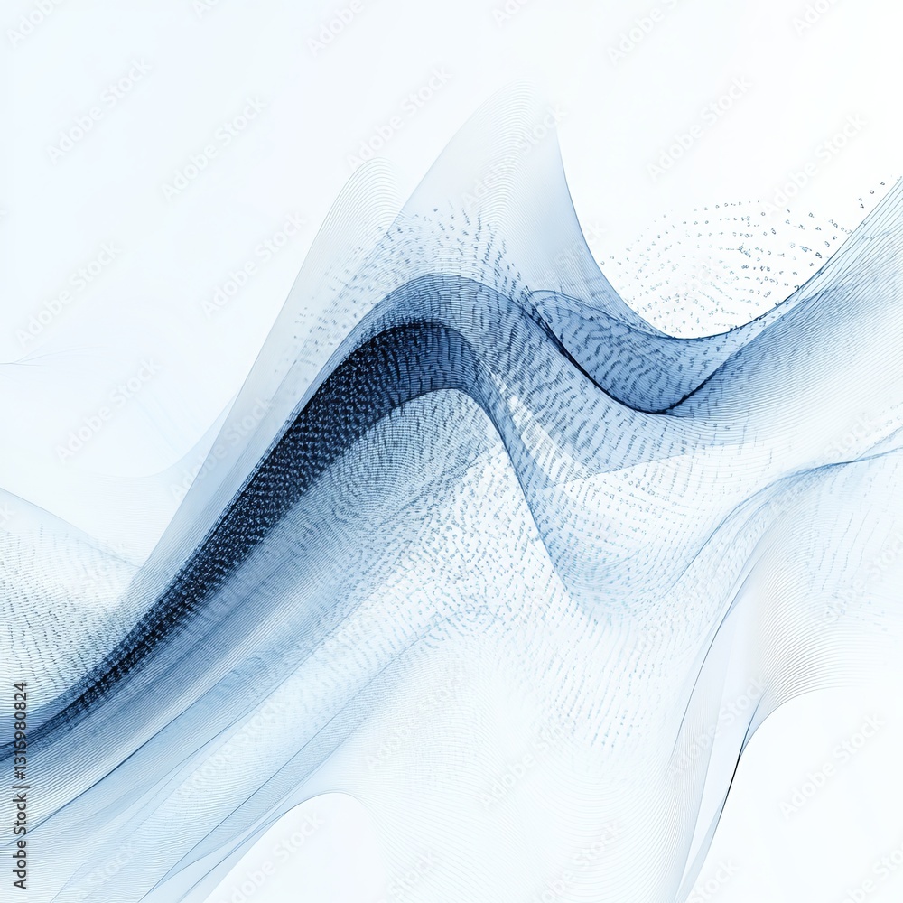 Poster elegant abstract wave pattern with flowing lines in blue tones