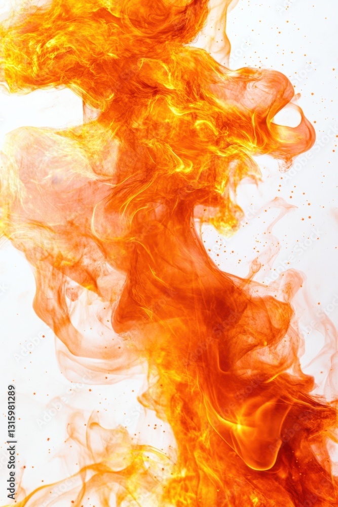 Poster abstract orange smoke on white background creating a dynamic and fiery visual effect with a sense of