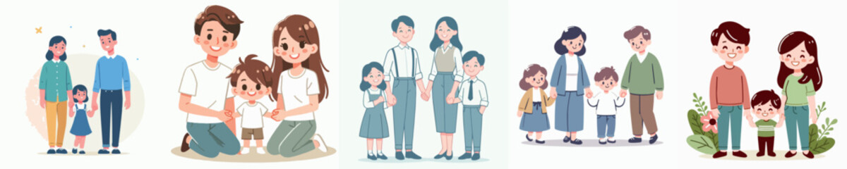 Happy Family Vector Image With Flat Simple And Minimalist Design