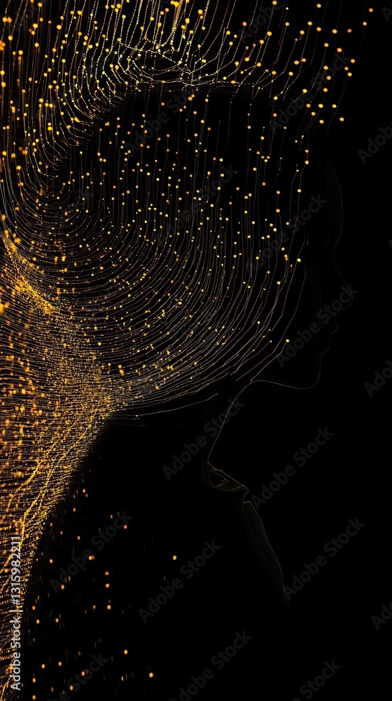 Aufkleber abstract silhouette of data flow in dark mystical setting