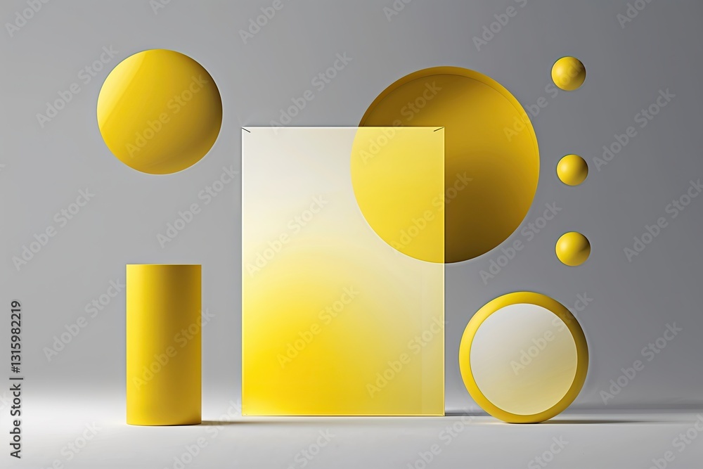 Poster yellow gradient design with rectangular and circular shapes for creative advertising and presentatio