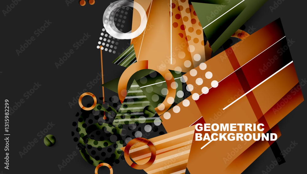 Poster creative triangles and circles composition