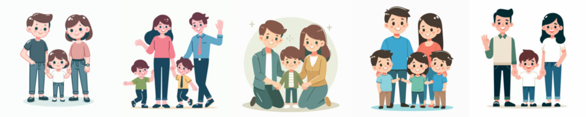 Happy Family Vector Image With Flat Simple And Minimalist Design