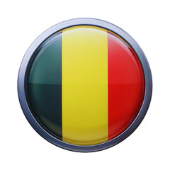 Glossy Belgium Flag Button 3D Realistic National Emblem Design
