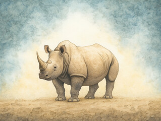 Obraz premium Majestic Rhinoceros in Artistic Watercolor