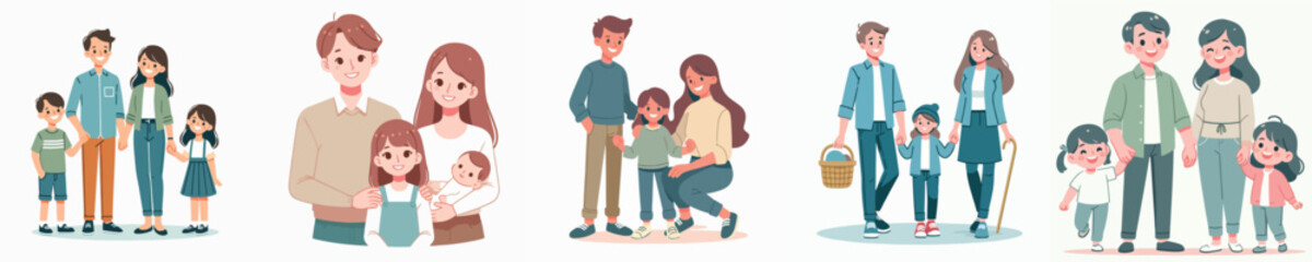 Happy Family Vector Image With Flat Simple And Minimalist Design