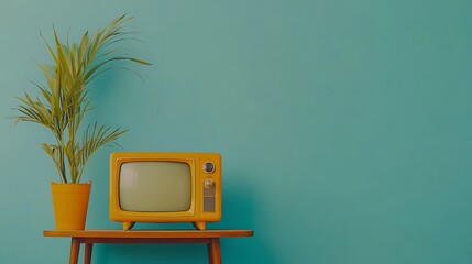 Retro Styled Yellow TV Model wallpapers