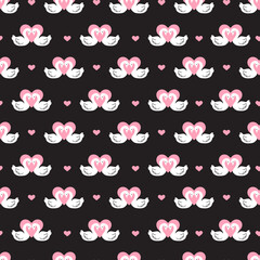 Romantic Swan Love Seamless Patter with Pink Heart. Celebrate romance with this seamless pattern.  Perfect for Valentine Day, wedding themes, love-inspired prints, and romantic designs.