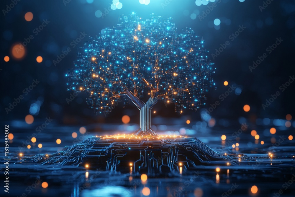 Poster conceptual visual representation of ai innovation tree design